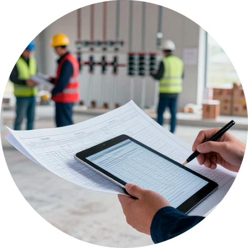 Persona revisando planos con una tablet